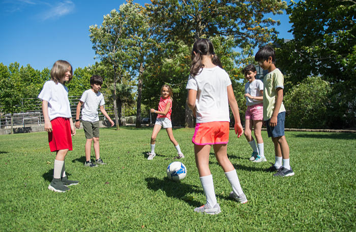 Kids playing soccer